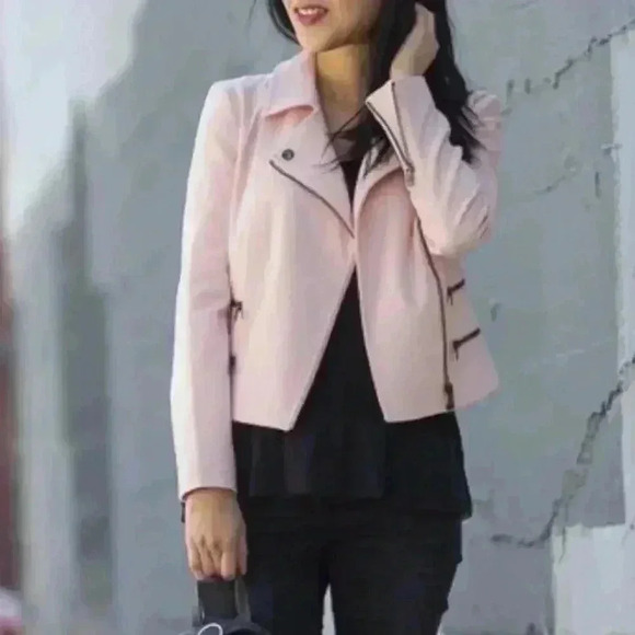 Banana Republic Pink PL Moto JacketSize 6 - Picture 3 of 7